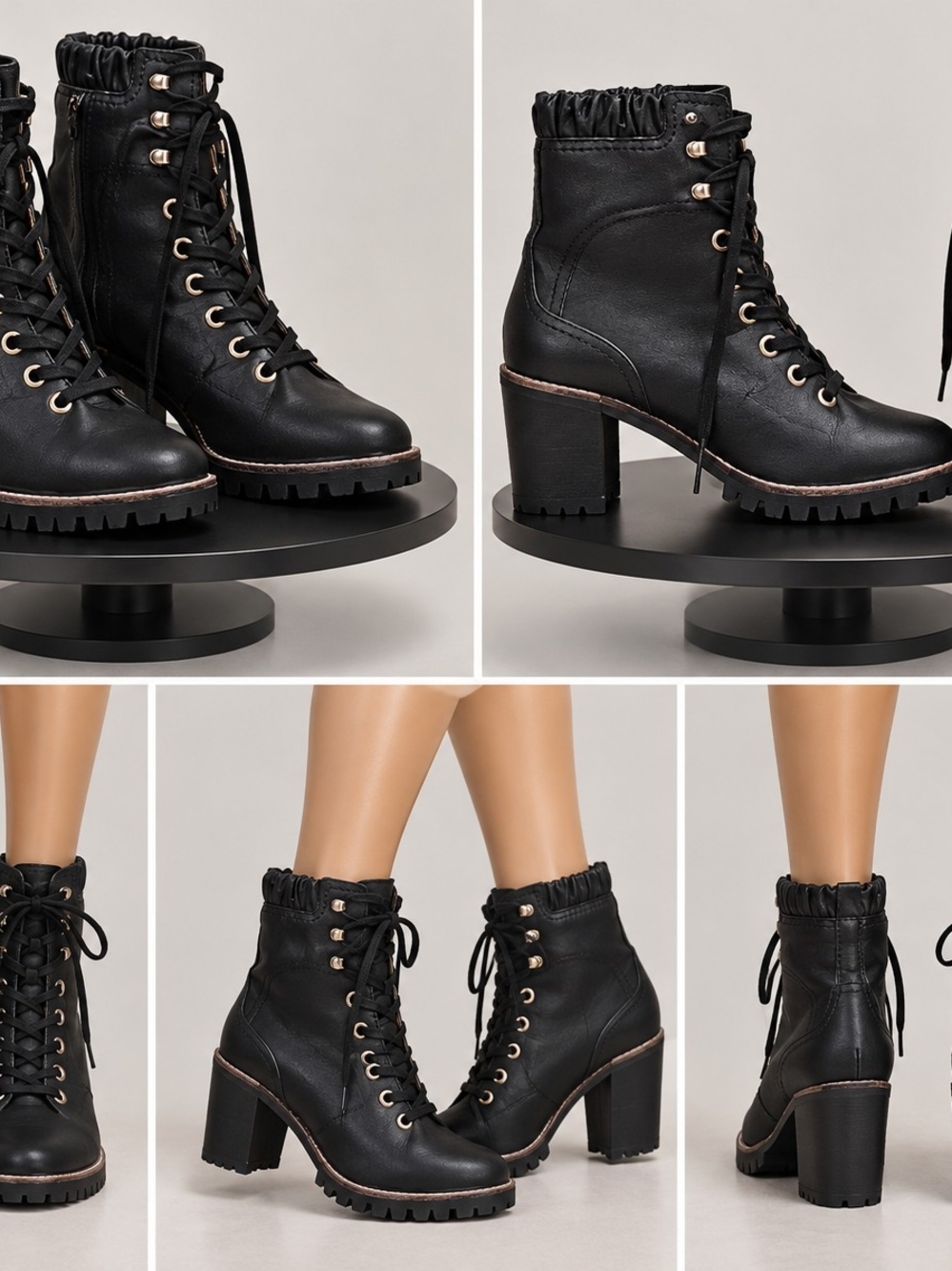 Black Lace-Up Chunky Heel Booties - Women, Jack Rogers